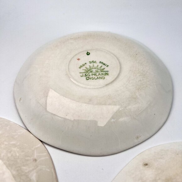 Vintage J&G Meakin England Blue & Gold Decorative Saucers Set Of 3 - Picture 9 of 11